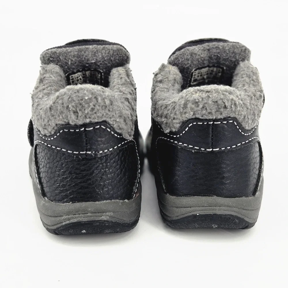 KEEN Kids Kootenay Black Leather Fleece Lined Winter Booties Shoes SZ 4 Toddler